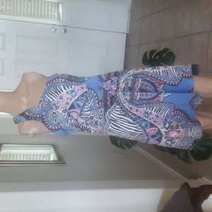 Z m boho print assymetrical one shoulder fit and flare  dress